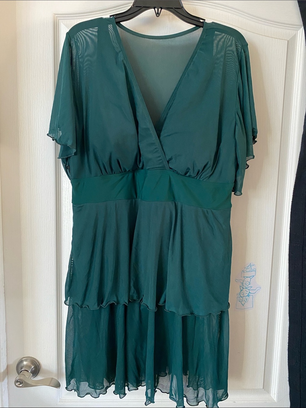 BloomChic Deep Teal Layered V-Neck One-Piece Swimsuit